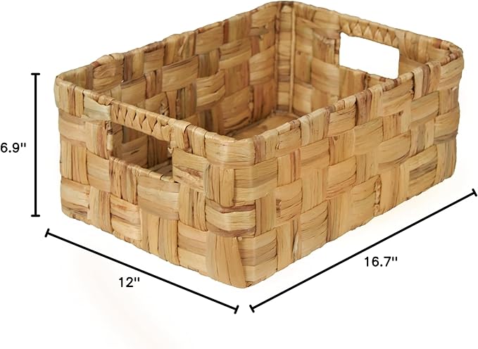 Vatima Jumbo Wicker Storage Basket, Large Hyacinth Organizer, 16.9x12.1x7.1H - Image 9