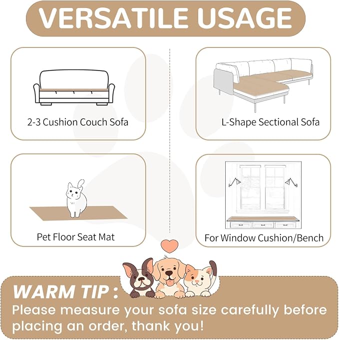 OTOB Couch Cover for Dogs Washable, Non Slip Plush Fuzzy Sofa Covers for 3 - Image 5