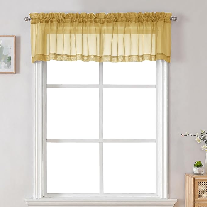 Chyhomenyc Sheer Valances for Windows 2 Pack, Small Window Curtains for Living by Chyhomenyc