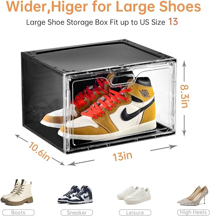 New 8 Pack Shoe Boxes Stackable, Large Shoe Storage Organizer - Image 5