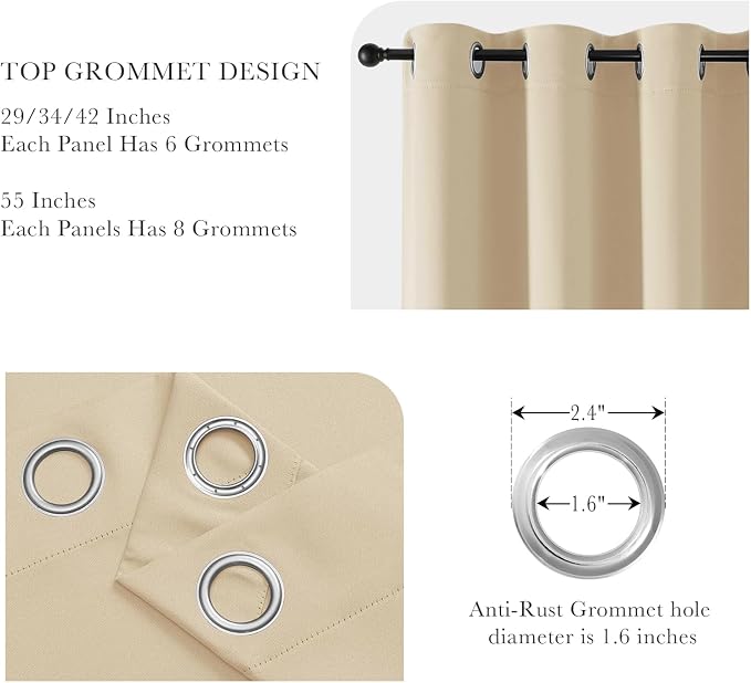 PONY DANCE Biscotti Beige Blackout Curtains 42x60 Inches - Image 4
