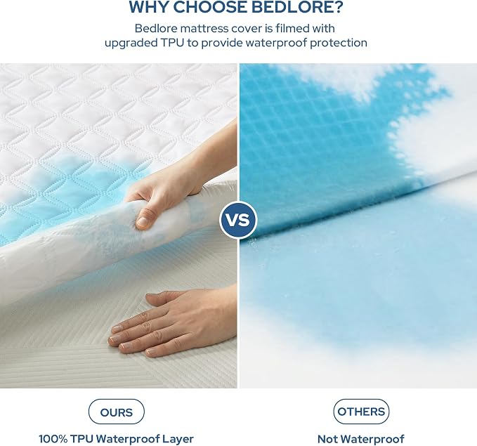 BEDLORE Waterproof Mattress Protector, King Size Noiseless Mattress Pad - Image 2