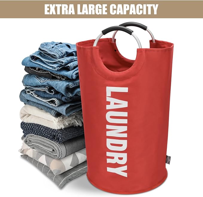 DOKEHOM 90L Large Laundry Basket, Collapsible Laundry Bag, Freestanding Tall - Image 6