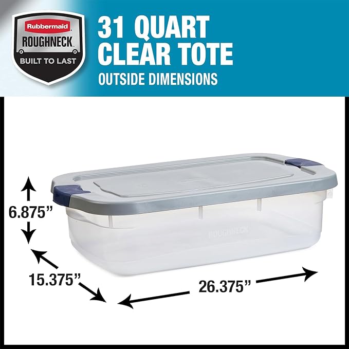 Rubbermaid Roughneck Clear 31 Qt/ 7.75 Gal Storage Containers, Visible Base - Image 2