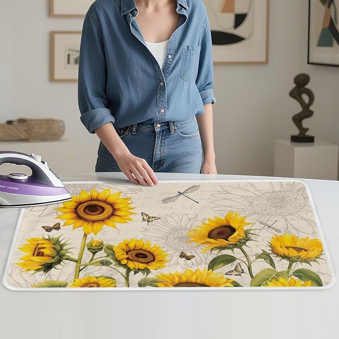 Sunflower Ironing Mat Pad for Table Portable Travel Iron Blanket Vintage - Image 4