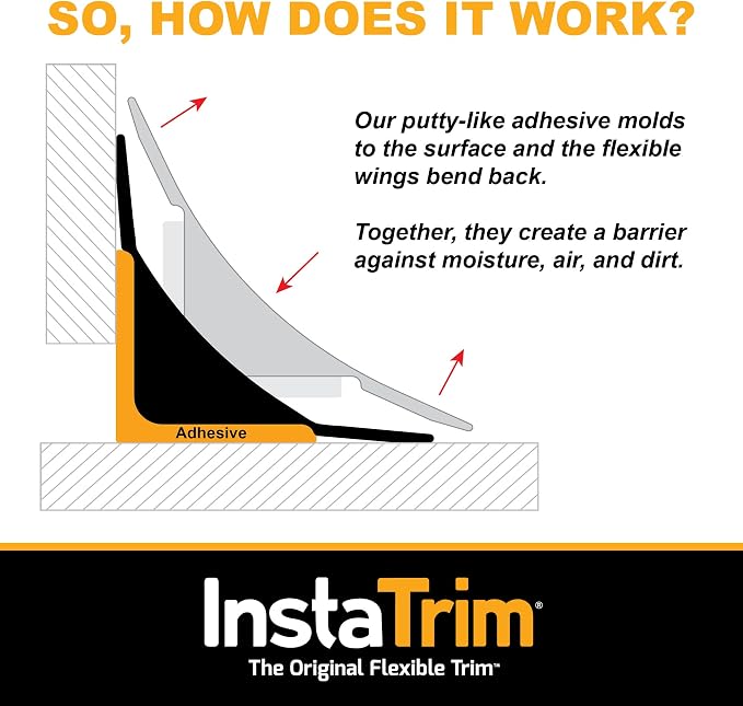 InstaTrim The Original Flexible Trim - 10ft Black 1/2" Wide Caulk Tape - - Image 6