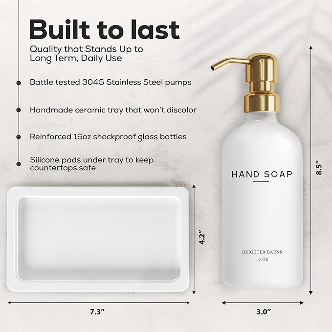 Luxury Glass Soap and Lotion Dispenser Set - Image 3