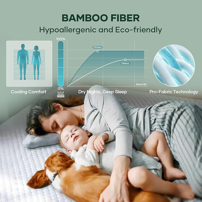 OhGeni 100% Waterproof Mattress Protector, Twin XL Size Mattress Pad, Fits - Image 4