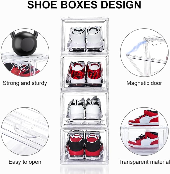 6 Pack Acrylic Shoe Boxes, Ultra Clear Shoe Boxes Stackable, Shoe Storage Box - Image 3