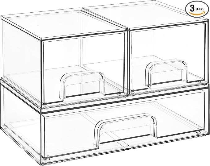 Vtopmart Stackable Storage Drawers Set of 3, Beauty Supplies, Pantry by Vtopmart