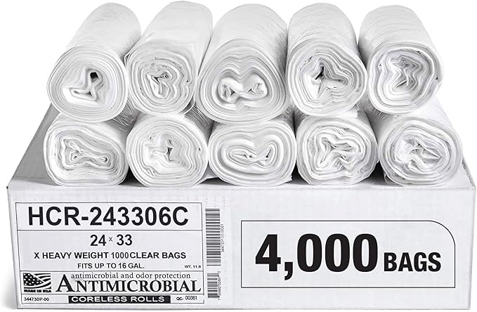 Aluf Plastics High Density Trash Bags, 16 Gallon, 6 Micron, by AlufPlastics