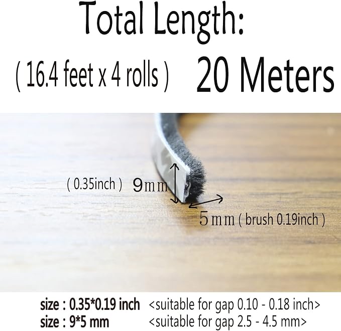 Window Weather Stripping Brush for Sliding Door Frame, Pile Self Adhesive - Image 2