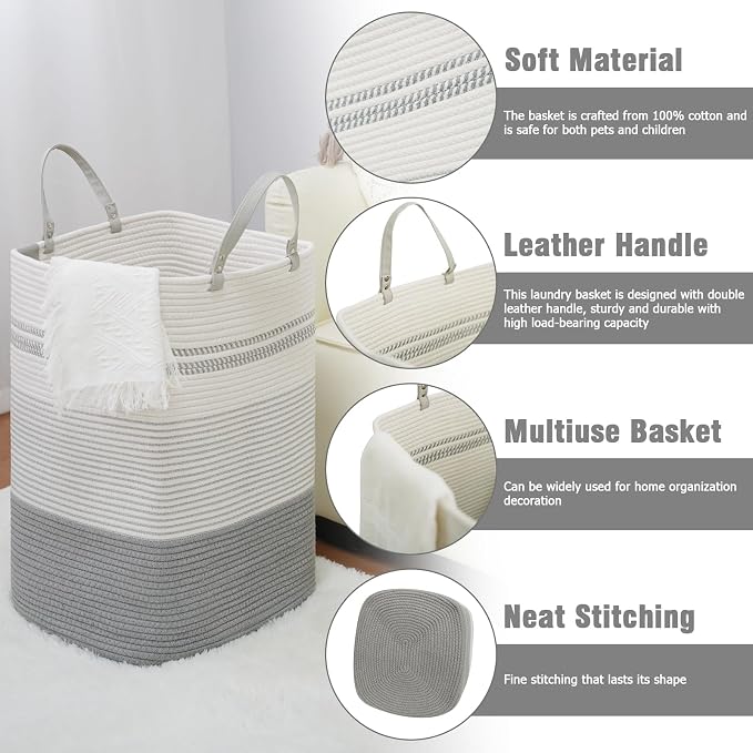 danpinera 100L Nursery Hamper, Tall Woven Laundry Basket - Image 2