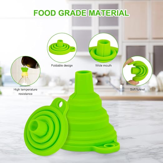 Kitchen Funnel Set 7 Pack, Collapsible Silicone Funnel - Image 4