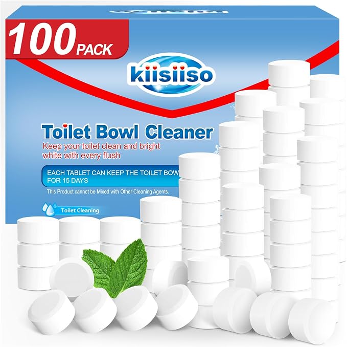 KIISIISO Toilet Bowl Cleaner Tablets 100 PACK, Automatic Bleach Toilet Tank by Long-lastingCleanToilet