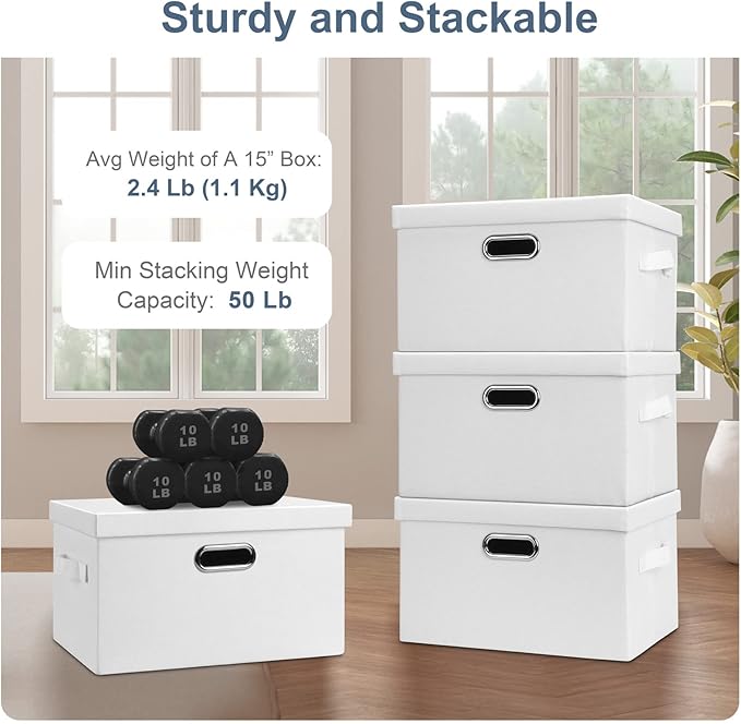 Medium 15" 21 Quart Collapsible Stackable Storage Bins - Image 4