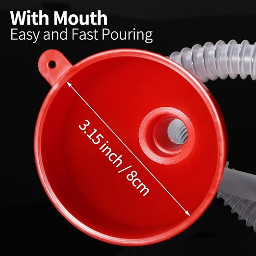 Flexible Fuel Funnel with Long Hose Plastic Small Wide Mouth Filling Funnel Car - Image 3