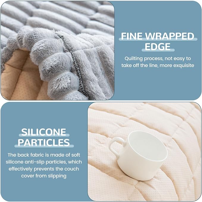 OTOB Couch Cover for Dogs Washable, Non Slip Plush Sofa Covers for 3 Cushion - Image 5