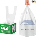 Small Trash Bags with Handles 4 Gallon 200 Count White by KeenEcho