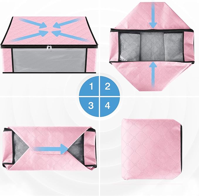 HomeHacks Storage 3-Pack Clothes Organizer Storage Bags Foldable Storage Box - Image 3