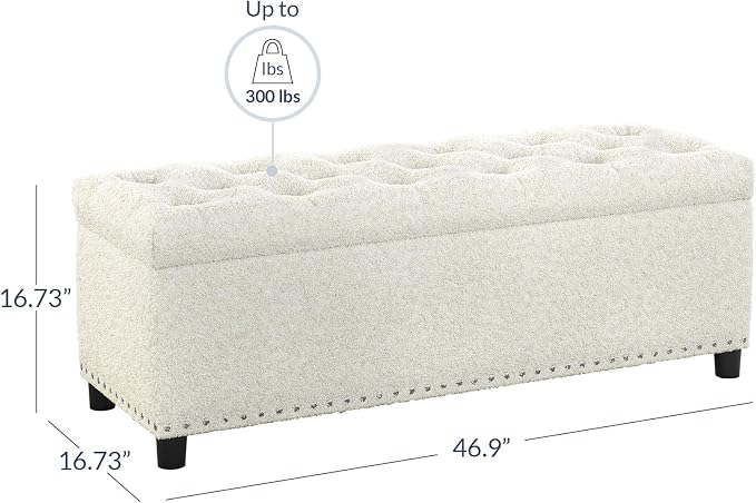 BELLEZE 47" Storage Ottoman, Storage Bench - Image 2
