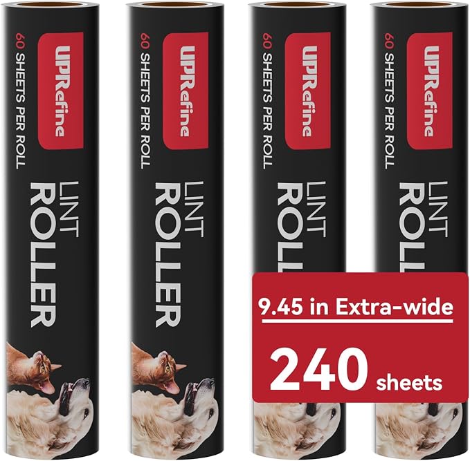 Large Lint Roller Refill 240 Sheets Value Set, Extra Sticky, Easy Tear by UPRefine