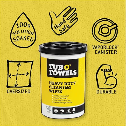 Tub O' Towels TW90 Heavy-Duty 10" x 12" Size Multi-Surface Cleaning Wipes - Image 2