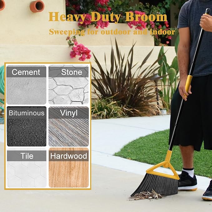 Heavy Duty Broom Outdoor and Indoor, 4 Pack Upgraded Commercial Angle Brooms - Image 7