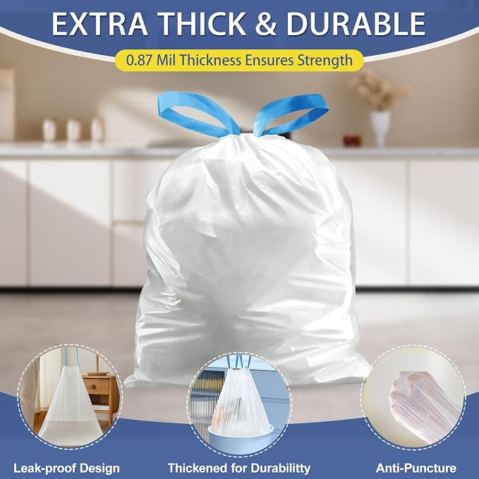 150 Count 2 Gallon Trash Bags Drawstring - Image 6