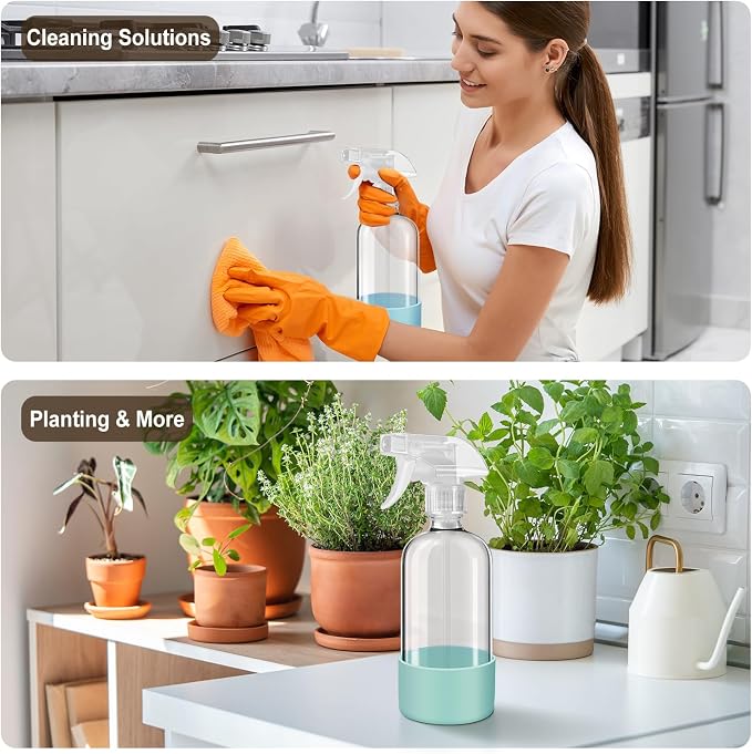 Glass Spray Bottles with Silicone Sleeves, Mist and Stream Empty Refillable - Image 7