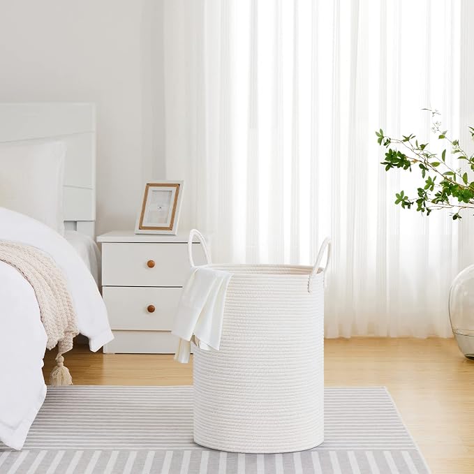 VIPOSCO Large Laundry Hamper, Tall Woven Rope Storage Basket - Image 4
