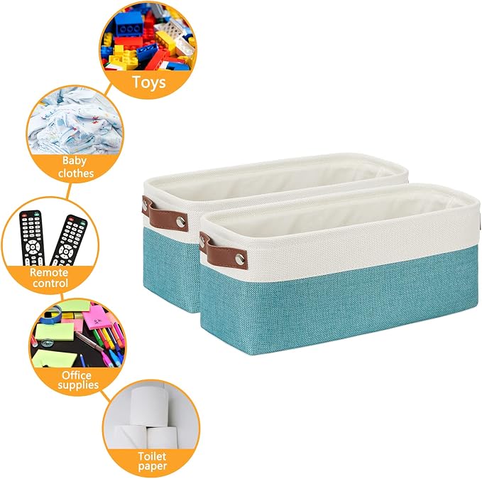 DULLEMELO Small Bathroom Closet Storage Baskets Canvas Fabric Storage Bins - Image 5