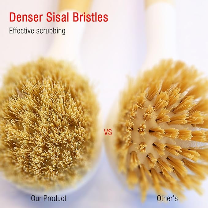 Wooden Dish Brush, Natural Bristle Dish Brushes - Image 3