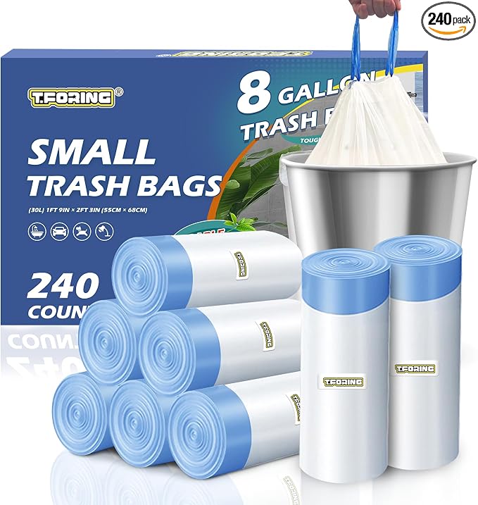 240 Count 8 Gallon Trash Bags Drawstring by TFORING%C2%AE