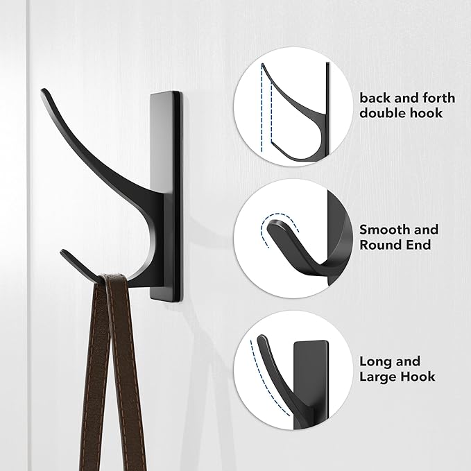 Self Adhesive Coat Hooks for Hanging: Heavy Duty Stainless Wall Hook for Towel - Image 5