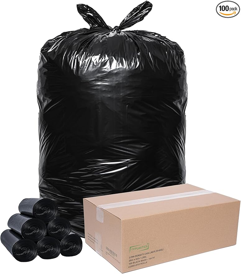 TYPLASTICS Heavy Duty 55-60 Gallon Trash Can Liners, Commercial and Industrial by Typlastics