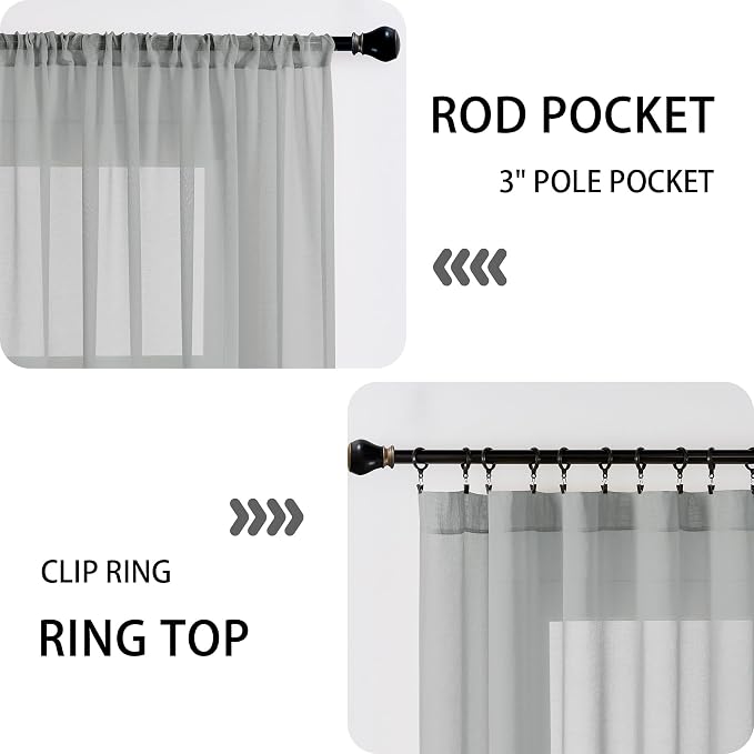 Tollpiz Sheer Door Curtain Closet Linen Textured Curtains Sheer Doorway Light - Image 5