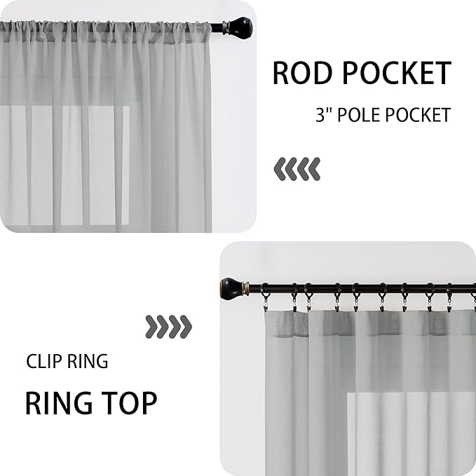 Tollpiz Sheer Curtain Closet Linen Textured Curtain Sheers Doorway Light - Image 5