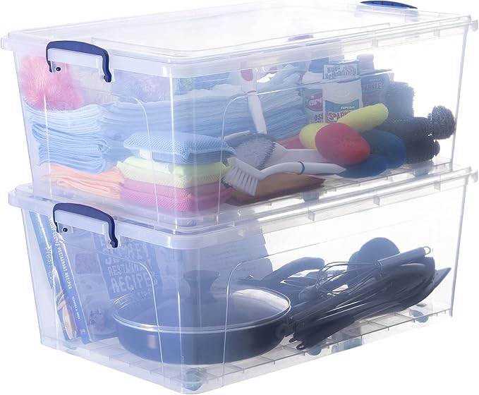 Superio Storage Bins with Lids, Stackable Totes, BPA Free, Odor Free, Organizer by Superio