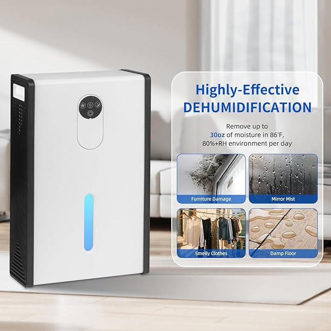 Dehumidifier for 1076 sq.ft, Quiet Portable Moisture Absorber - Image 2