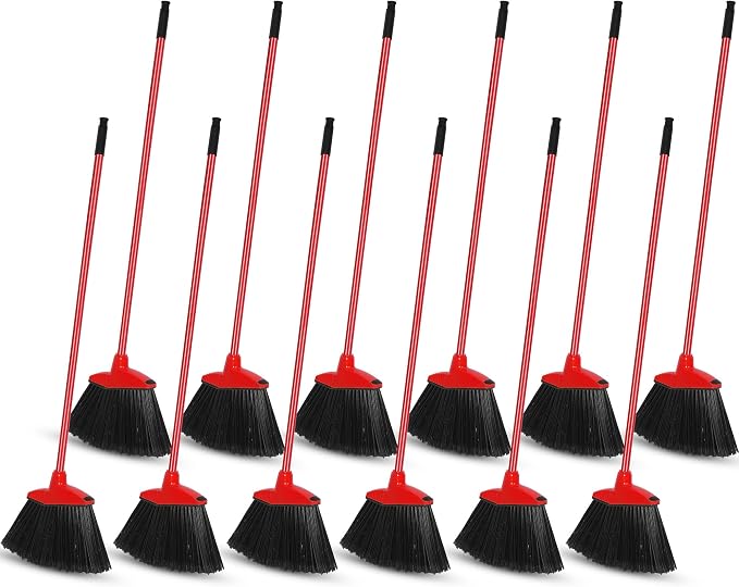 12 Pcs Heavy Duty Commercial Angle Broom 53 Inch Long Handle by Willbond+Technology+Limited