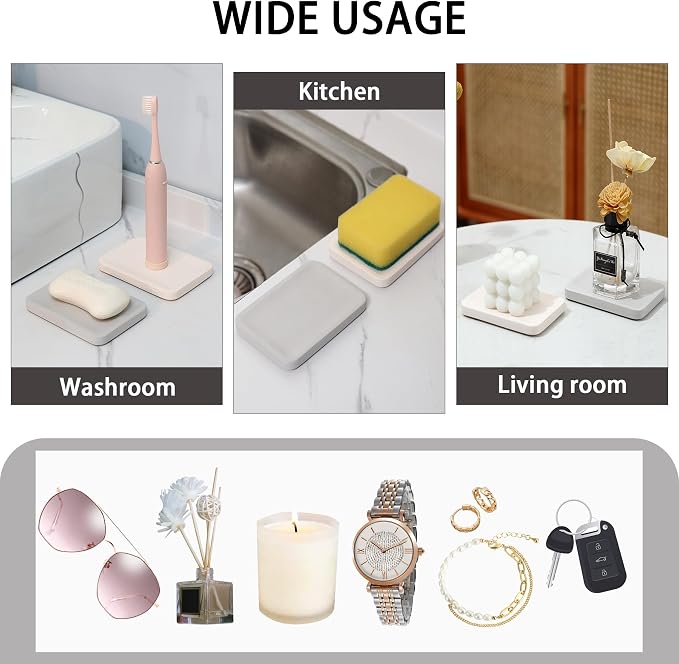 Diatomite Soap Dish for Kitchen Organizer, Quick Dry Sink Caddy Holder for - Image 6