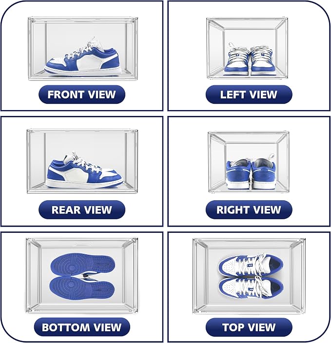 12 Pack Shoe Organizer Clear Plastic Stackable Shoe Storage Boxes - Image 4