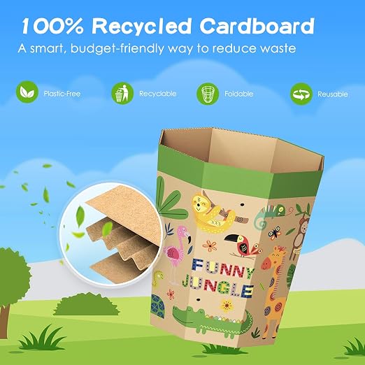 6-Pack Cardboard Trash Can – Foldable, Recyclable, Plastic-Free & Reusable - Image 2