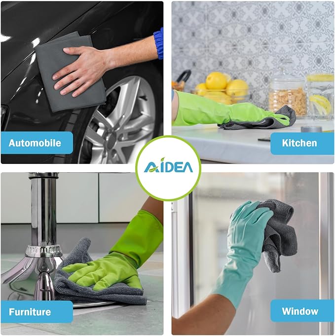 AIDEA Microfiber Cleaning Cloth Grey 24PK, Microfiber Towels - Image 4