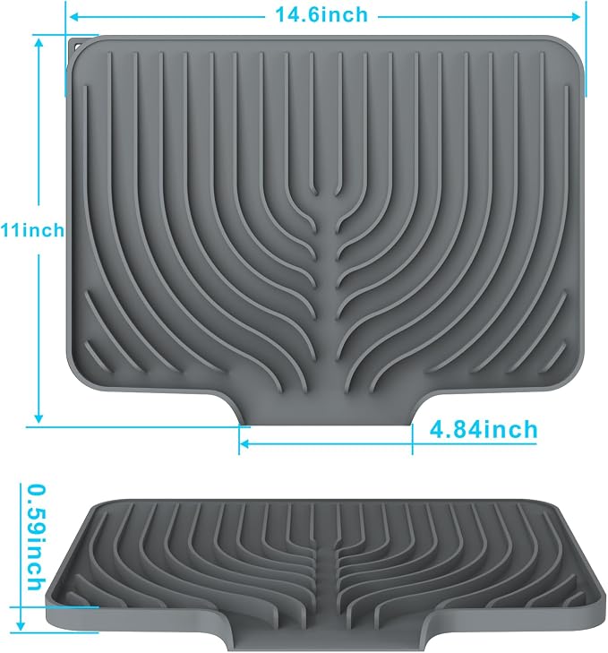 Dish Drying Matt for Kitchen Counter, 14.6"×11"Silicone Dry Rack Mat - Image 3