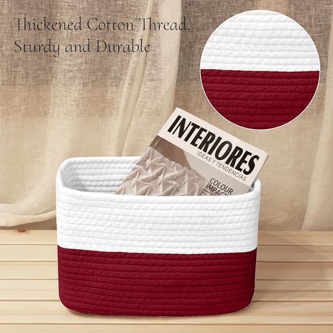 Hopegiver Woven Storage Baskets 11x8x7 Inch, 3 Pack Collapsible Cube Storage Bin - Image 3