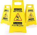 3-Pack Caution Wet Floor Sign, 17.5" Height, Bright Yellow Double-Sided Folding by Unknown