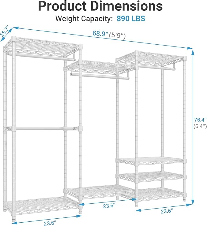 VIPEK V5 Portable Closet Wardrobe Heavy Duty Clothes Rack, Freestanding - Image 5