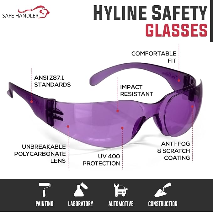 SAFE HANDLER Hyline Anti-Fog Color Safety Glasses Variety, Impact Resistant - Image 2